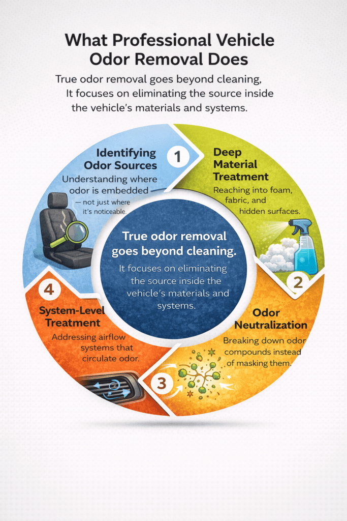 Professional vehicle odor removal process