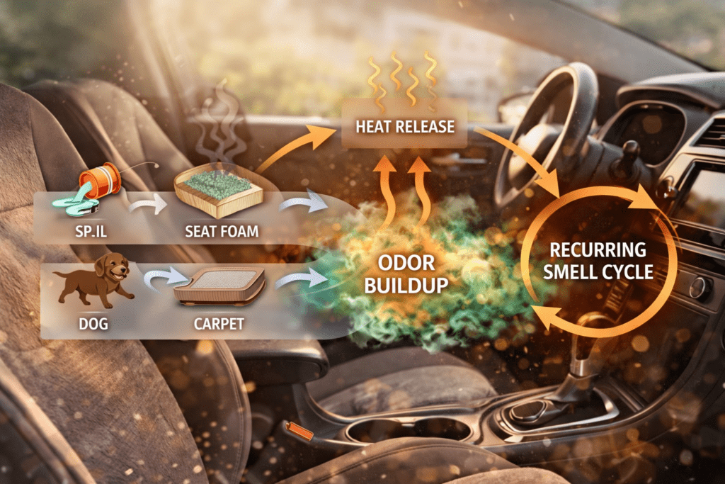 Vehicle odor absorption cycle infographic