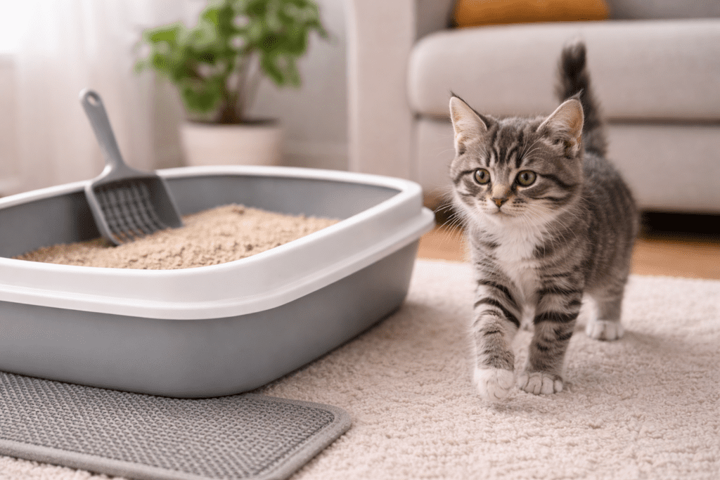 image of a kitten liter training.