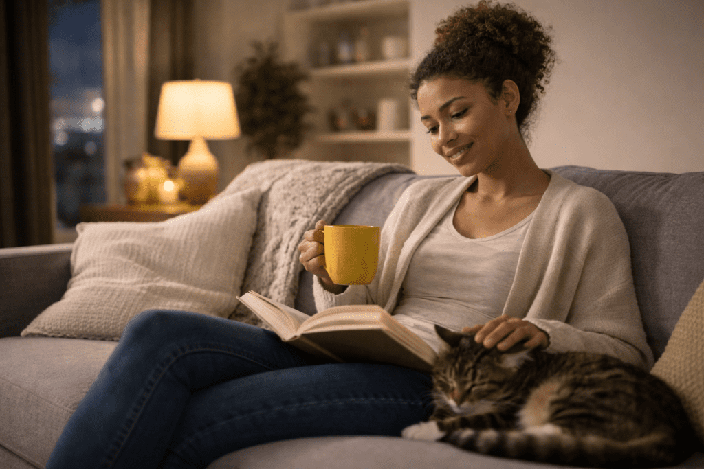 new homeowner enjoying her new home.