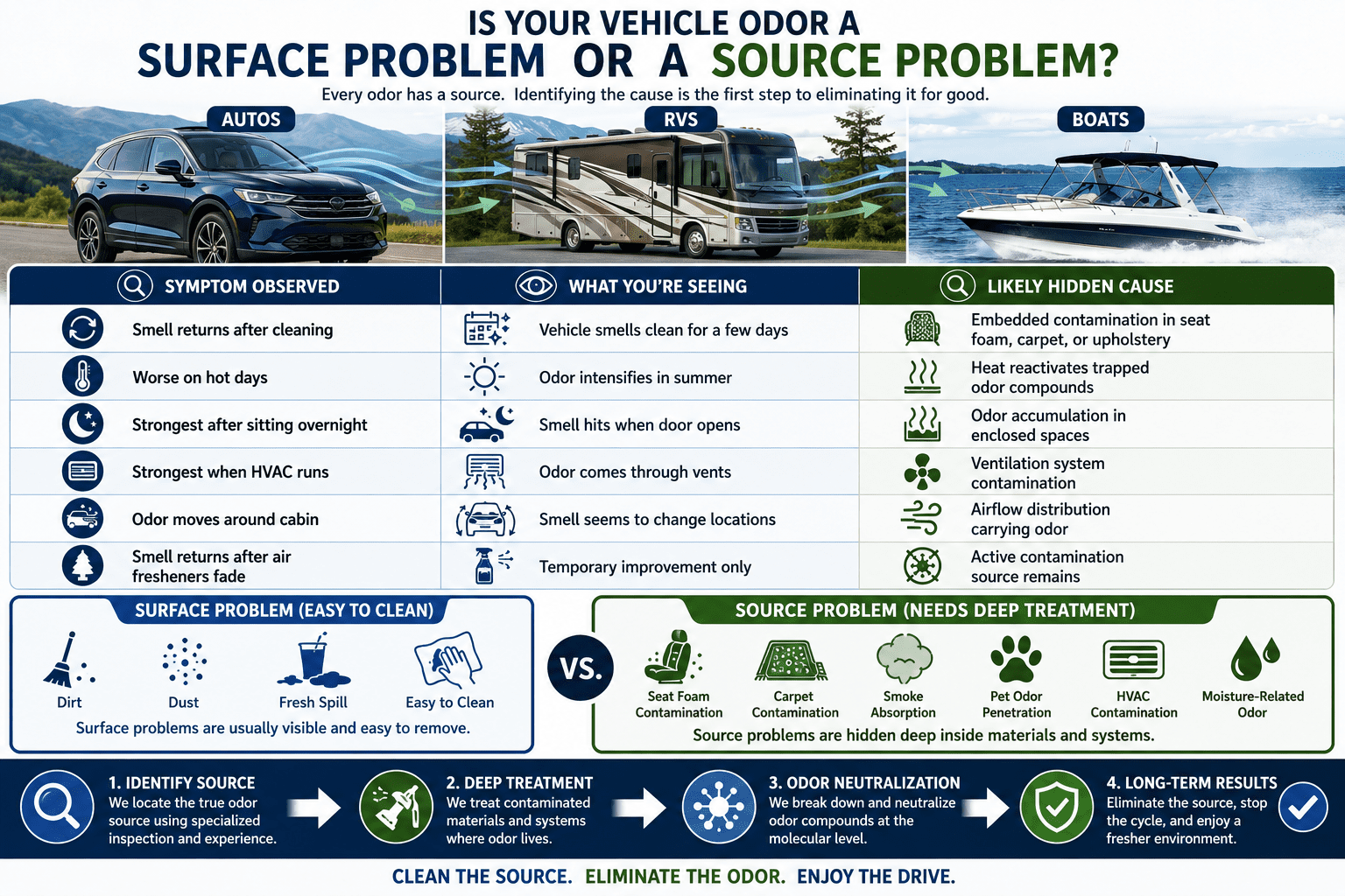 Vehicle Odors and Diagnostics infograph