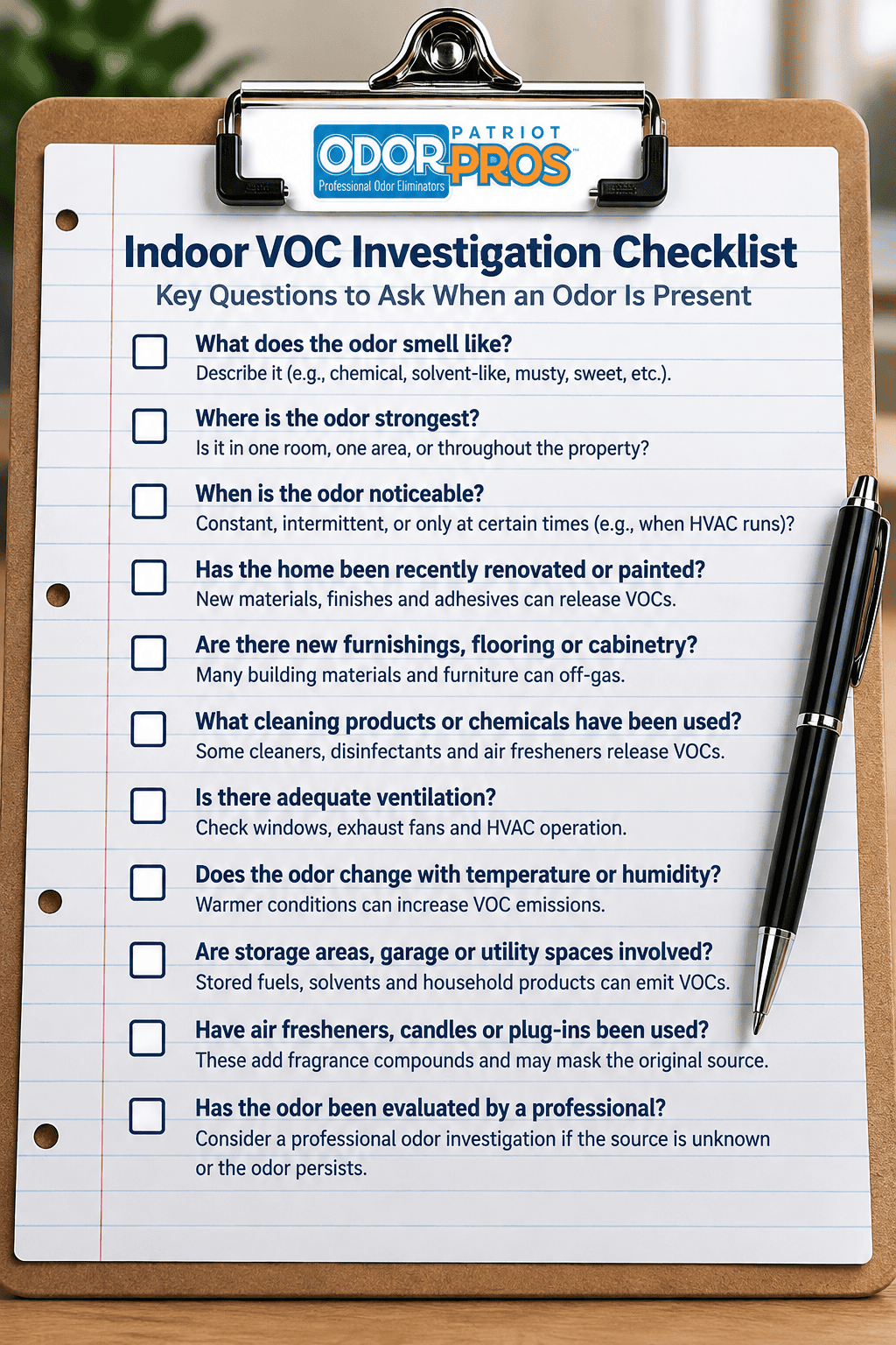 Infograph image displaying a checklist of things to watch investigate checklist